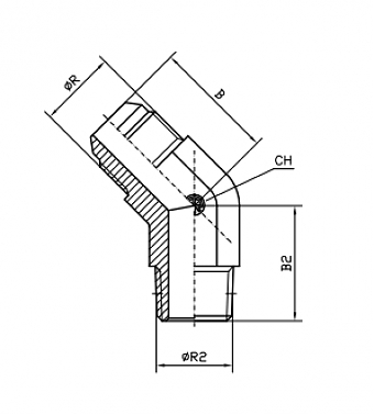 Угольник 45° JIC1.1/16" - BSPT1/2" (Ш-Ш)