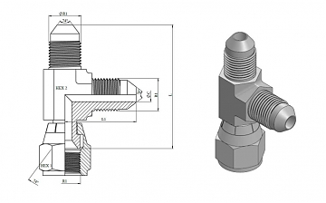 Тройник JIC 7/16"-20 (Ш-Ш-Г) ZnNi (К)