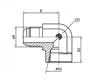 Угольник 90° JIC9/16" - NPT1/4" (Ш-ВНР)