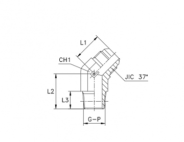 Угольник 45° JIC 7/8" с ввертной резьбой NPTF 3/4"