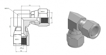 Угольник 90° JIC 1.1/16" (Г-Г)