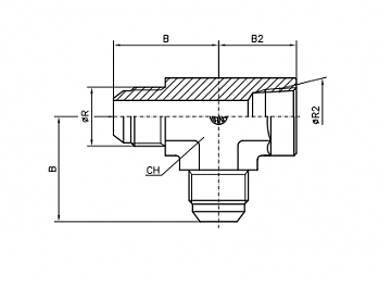 Тройник L-образный  штуцер JIC3/4" - ВНР NPT1/4"