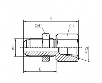 Переборочный JIC 1/2" - NPT 1/8" (Ш-ВНР)