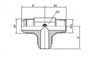 Тройник ввертной L-образный JIC 3/4"-JIC 3/4"-BSPT 3/8"