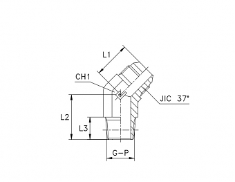 Угольник 45° JIC 7/8" с ввертной резьбой NPTF 3/8"