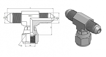 Тройник JIC 1.1/16"-12 (Ш-Г-Ш) ZnNi (К)