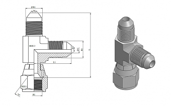 Тройник JIC 2.1/2"-20 (Ш-Ш-Г)