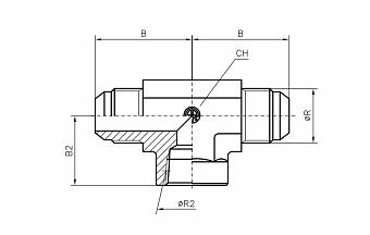 Тройник T-образный JIC9/16" с внутренней резьбой NPT1/8" (Ш-Внутр-Ш)