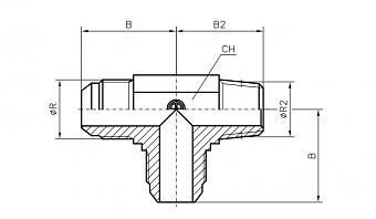 Тройник ввертной L-образный JIC 3/4"-JIC 3/4"-NPT 3/8"