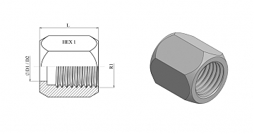 Гайка накидная JIC 1.1/16"-12 ZnNi (K)
