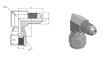 Угольник 90° JIC 7/16"-20 (Ш/Г)